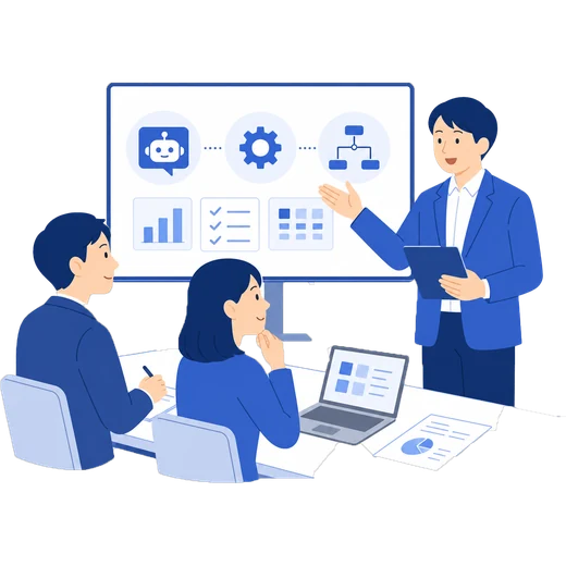 勉強会でAI/DXの使いどころを学ぶ場面
